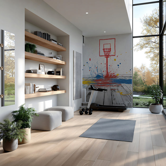 Basketball Hoop Mural Wallpaper | Dynamic Urban Art