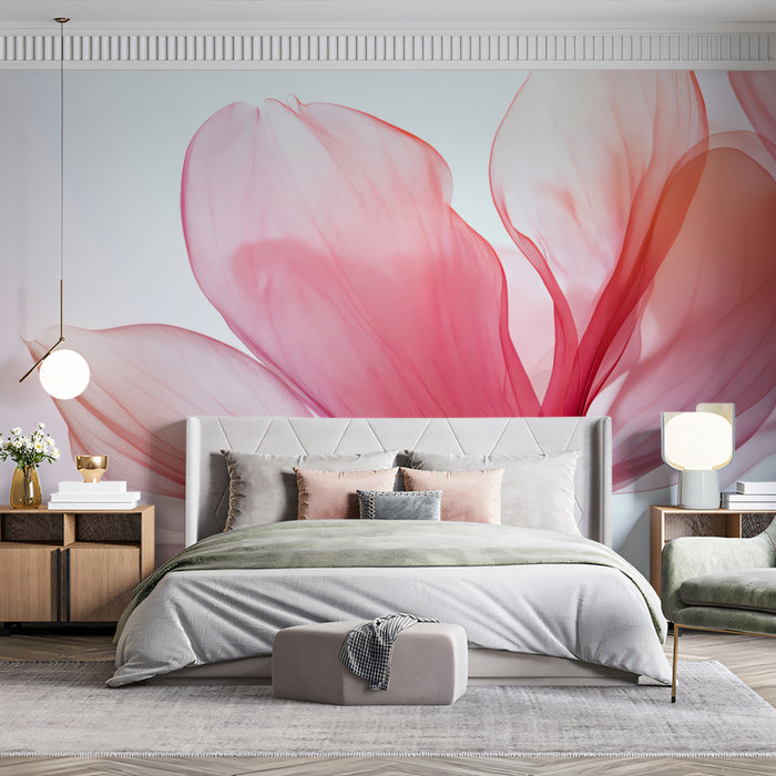 Translucent Orchid Floral Mural Wallpaper | Dreamy Pink & White for Zen Spaces