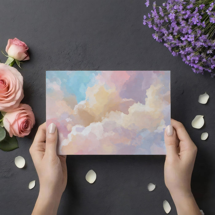Murale cielo pastello acquerello | Nuvole astratte sognanti