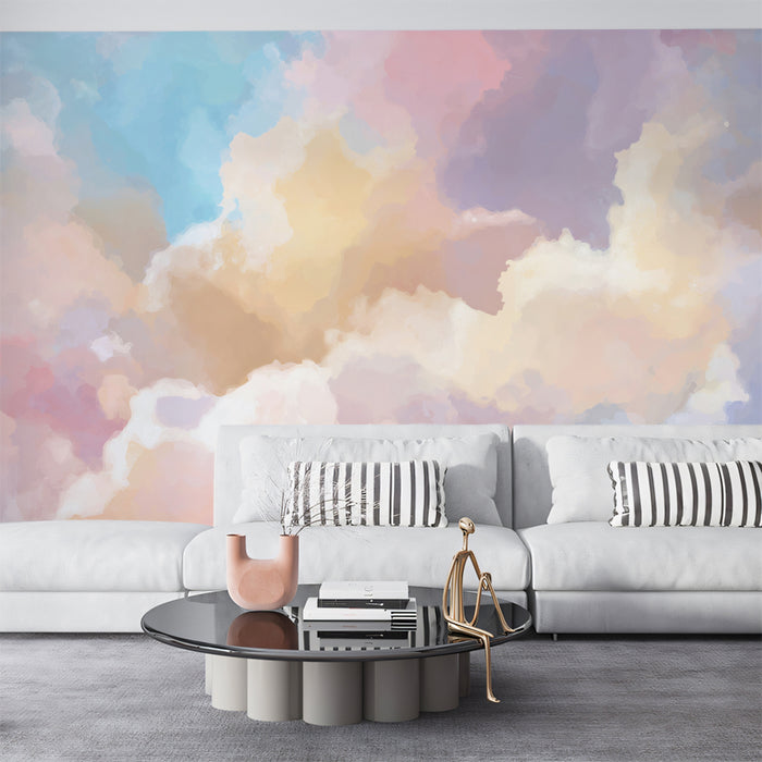 Watercolor Pastel Sky Mural Wallpaper | Dreamy Abstract Clouds
