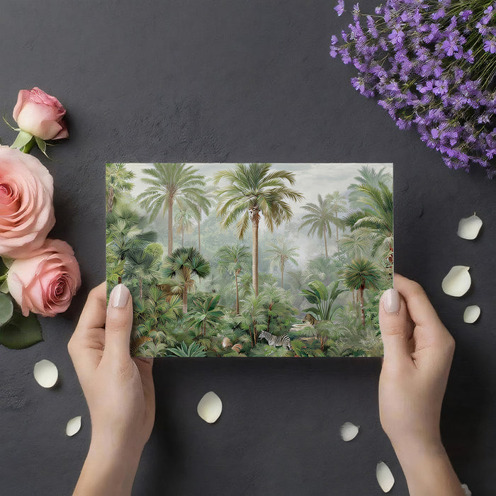 Tropical Paradise Mural Wallpaper | Lush Foliage with Exotic Wildlife