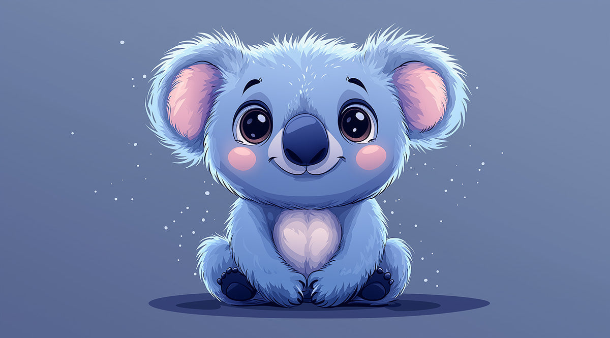 Koala Mural Wallpaper in Bedroom | Gray, Orange, Green, and Various Colors Koala -1