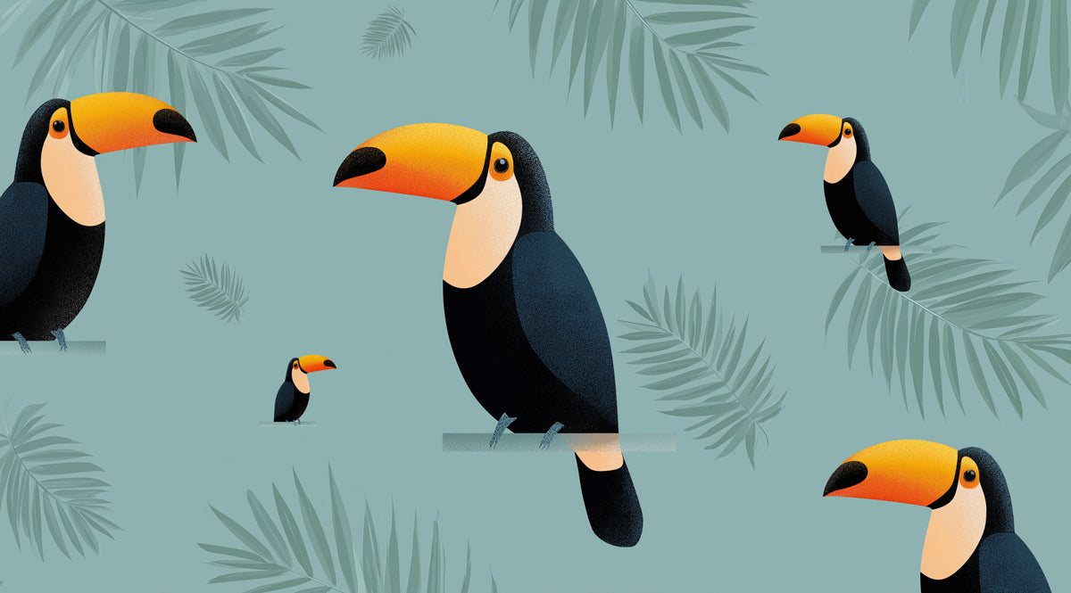 Affresco Murale di Tucano Capriccioso | Uccelli Tropicali Moderni