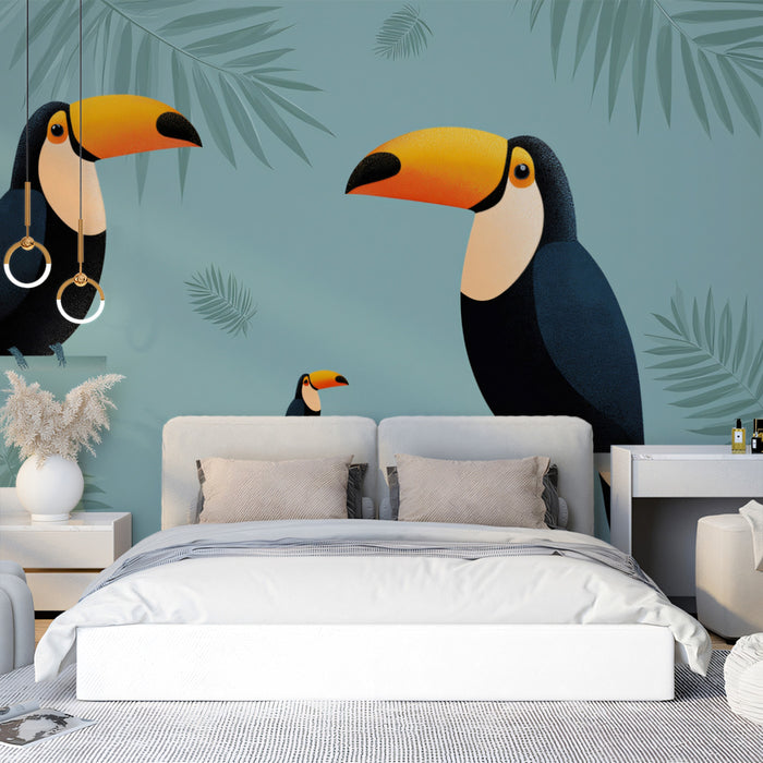 Affresco Murale di Tucano Capriccioso | Uccelli Tropicali Moderni