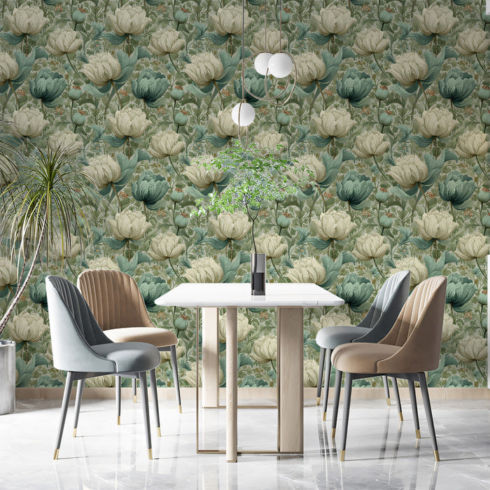 Vintage Floral Mural Wallpaper | Classic Botanical Pattern