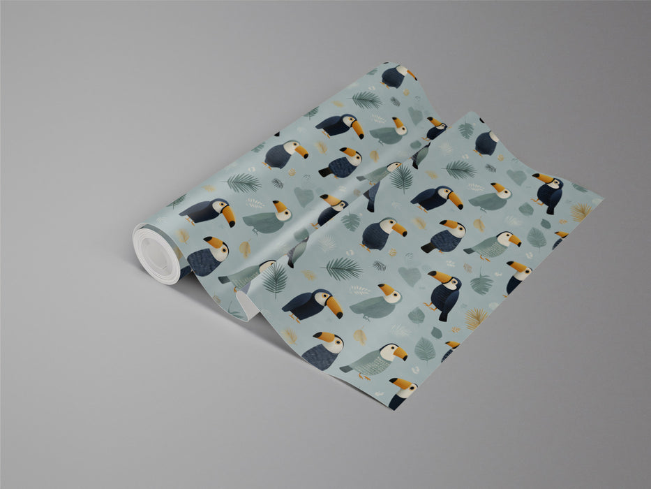 Carta da parati murale con motivo di tucani capricciosi | Uccelli tropicali moderni