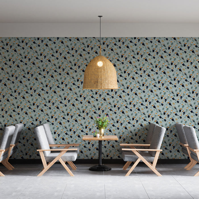 Mini Toucan Mural Wallpaper | Small-Scale Tropical Bird Pattern