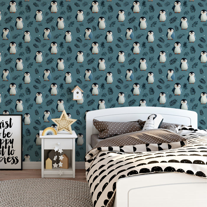 Cute Baby Penguin Mural Wallpaper | Adorable Antarctic Pattern