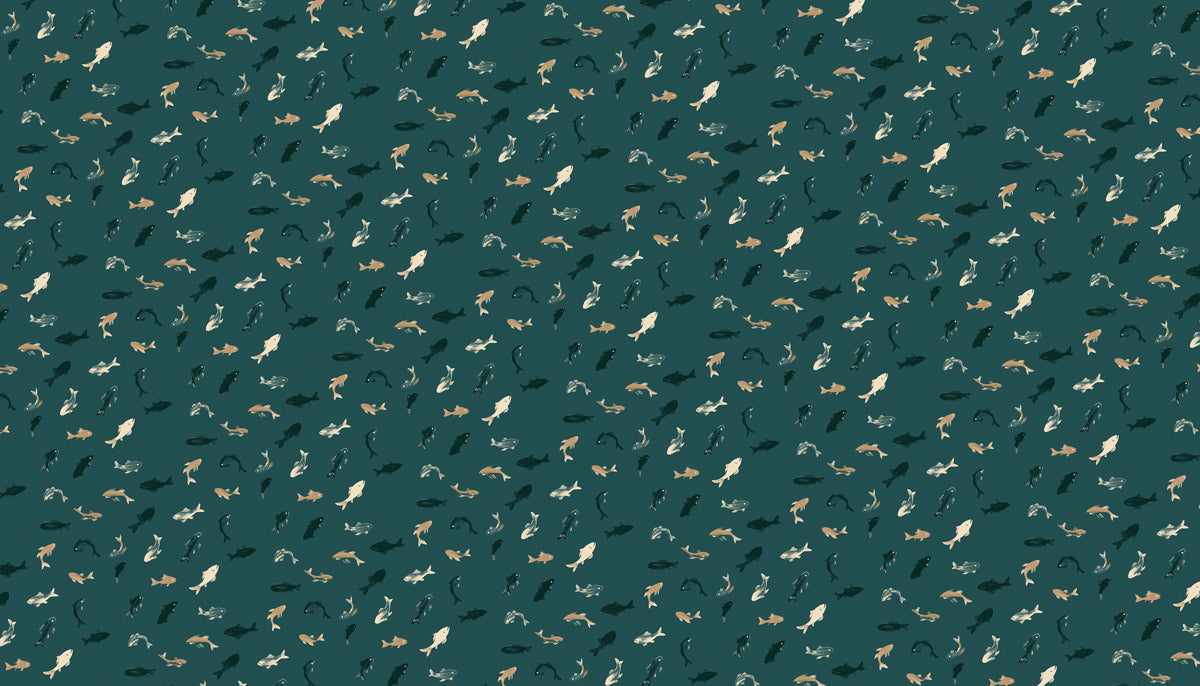 Modern Fish Pattern Mural Wallpaper | Minimalist Sea Life Print