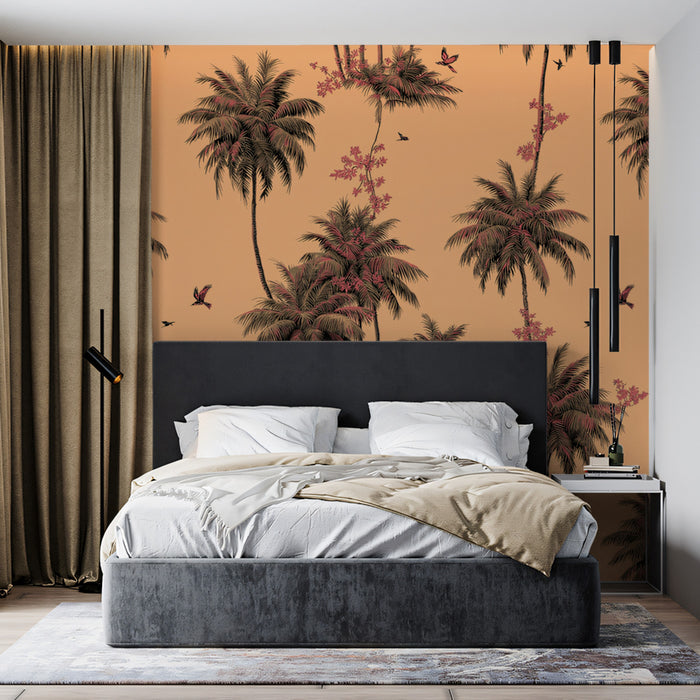 Vintage Palm Tree Mural Wallpaper | Elegant Tropical Print