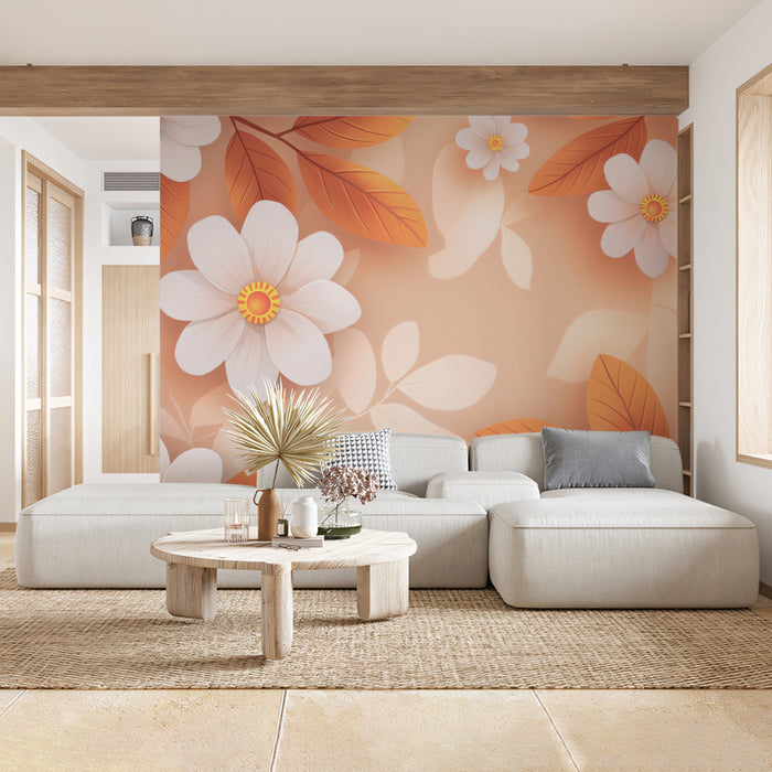 Abstract Floral Mural Wallpaper | Modern Botanical Print