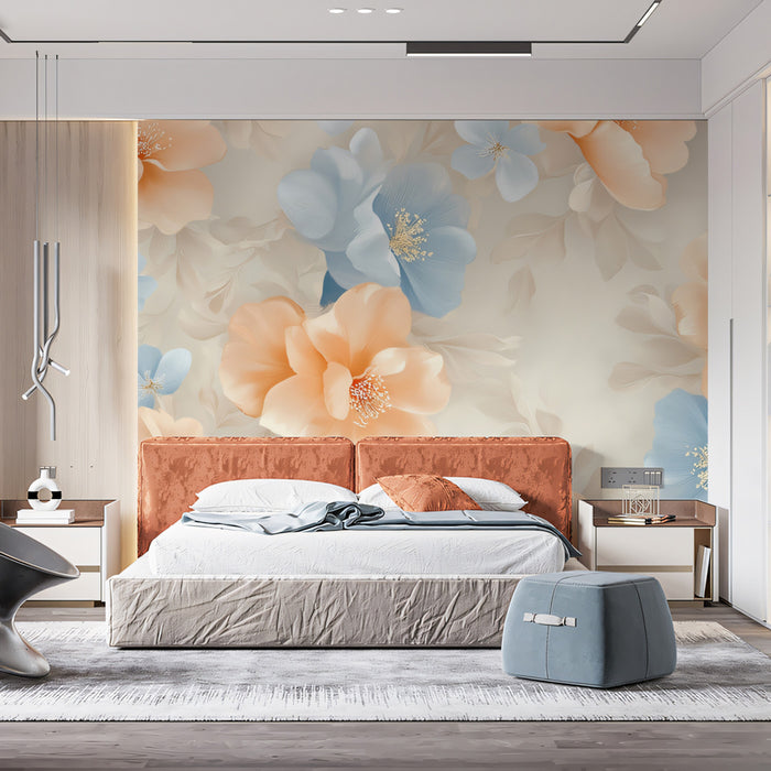 Soft Floral Pattern Mural Wallpaper | Romantic Pastel Print