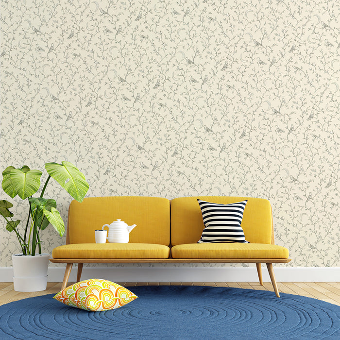 Ethereal Garden Mural Wallpaper | Soft Gray & Ivory
