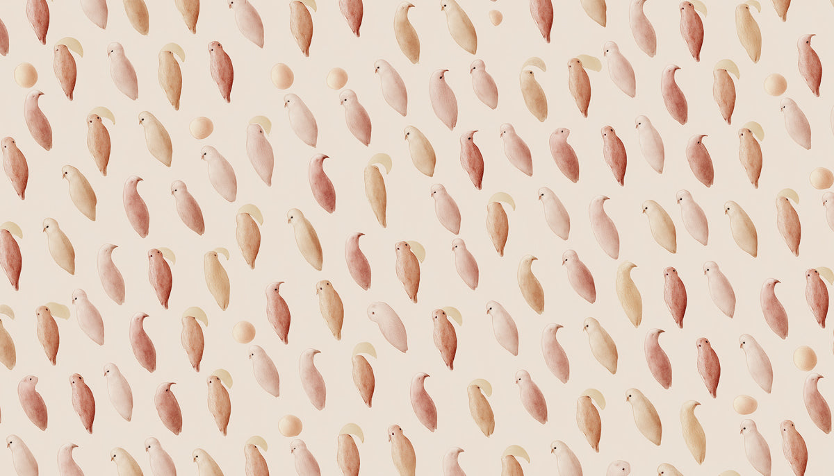 Carta da parati con uccello fantasioso | Tonalità pastello