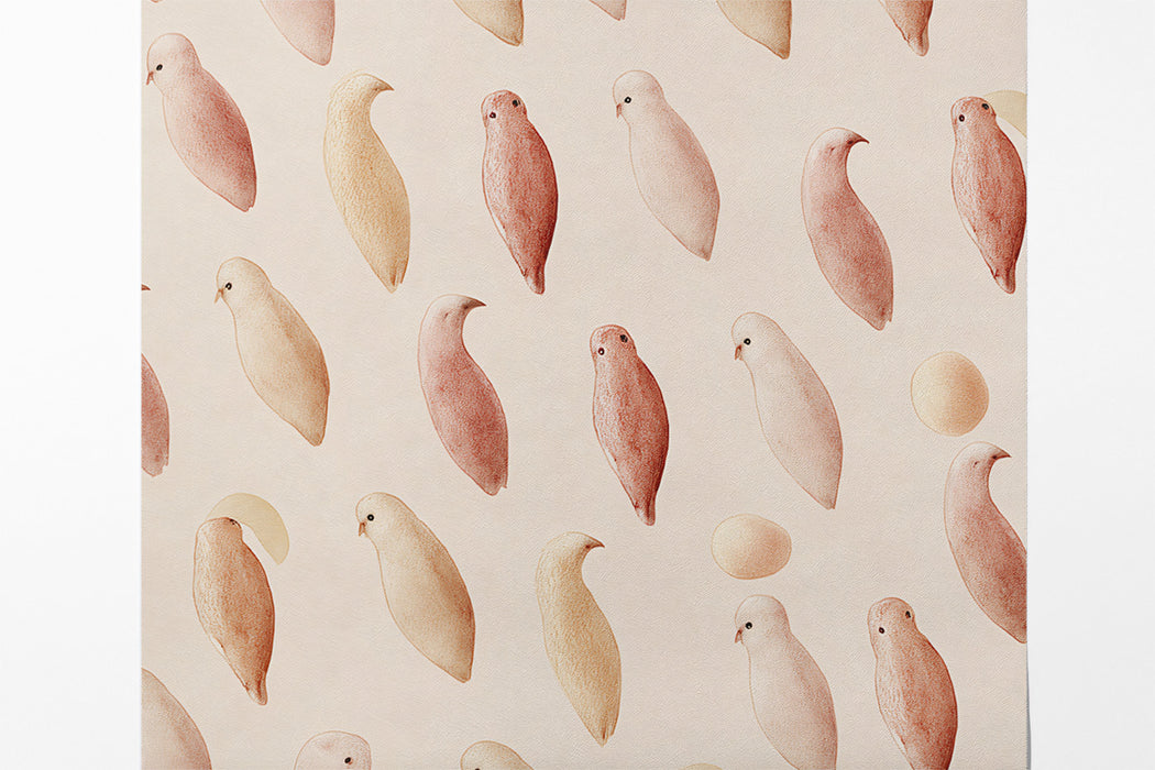 Carta da parati con uccello fantasioso | Tonalità pastello