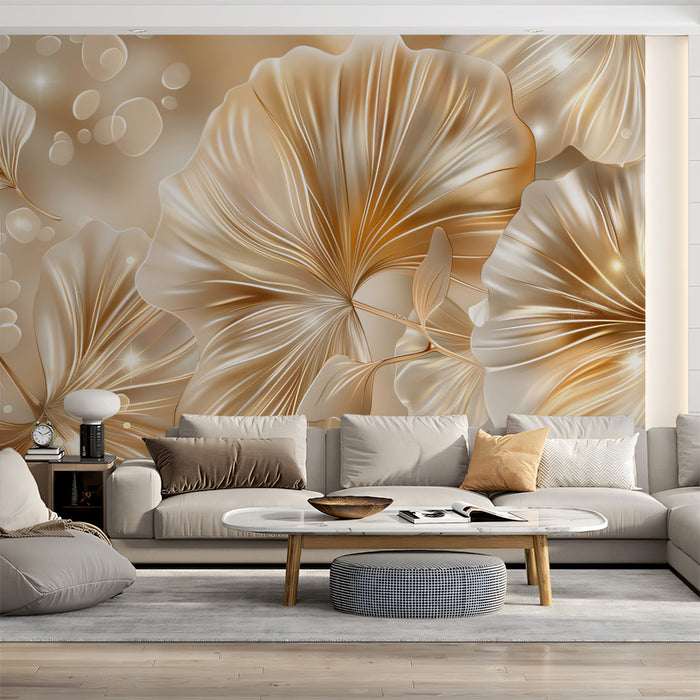 Dreamy Ginkgo & Bokeh Mural Wallpaper | Luminous & Gilded