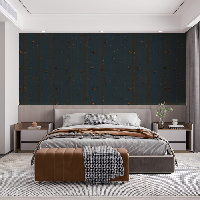 Minimalist Butterfly Mural Wallpaper | Dusty Blue & Gold