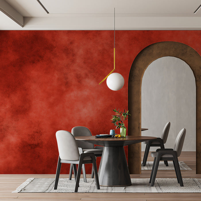 Vibrant Red Plaster Mural Wallpaper | Artistic Watercolor Texture