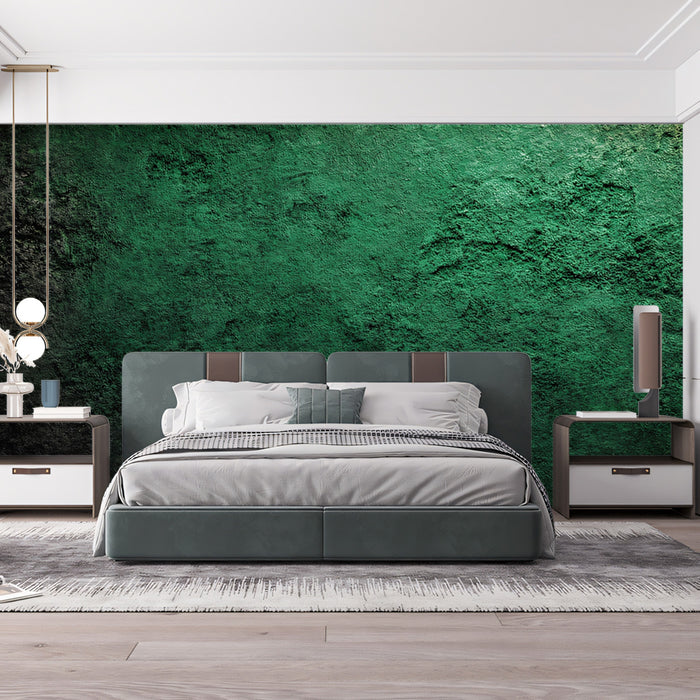 Mysterious Forest Green Mural Wallpaper | Mossy Stone Texture