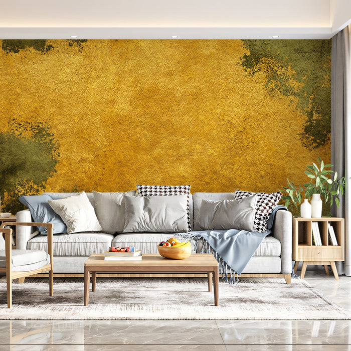 Modern Gold Leaf Mural Wallpaper | Abstract Gold and Green Texture