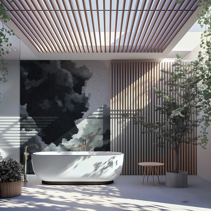 Abstract Gray Cloud Mural Wallpaper | Textured Urban Grunge