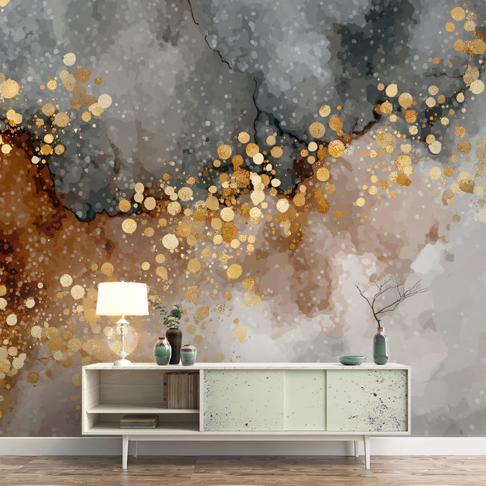 Luxurious Gold Mural Wallpaper | Abstract Marble and Splatter Art