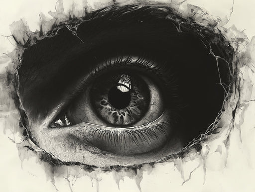 Giant Eye Mural Wallpaper in Living Room | Black and Beige Eye