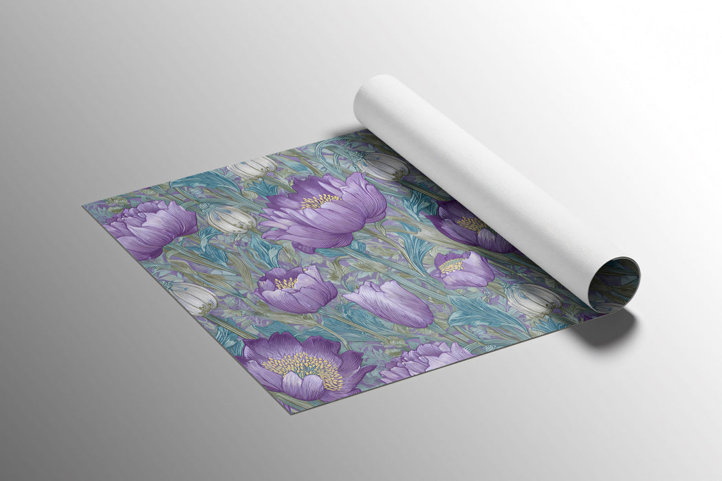 Carta da parati murale floreale serena | Viola chiaro e verde