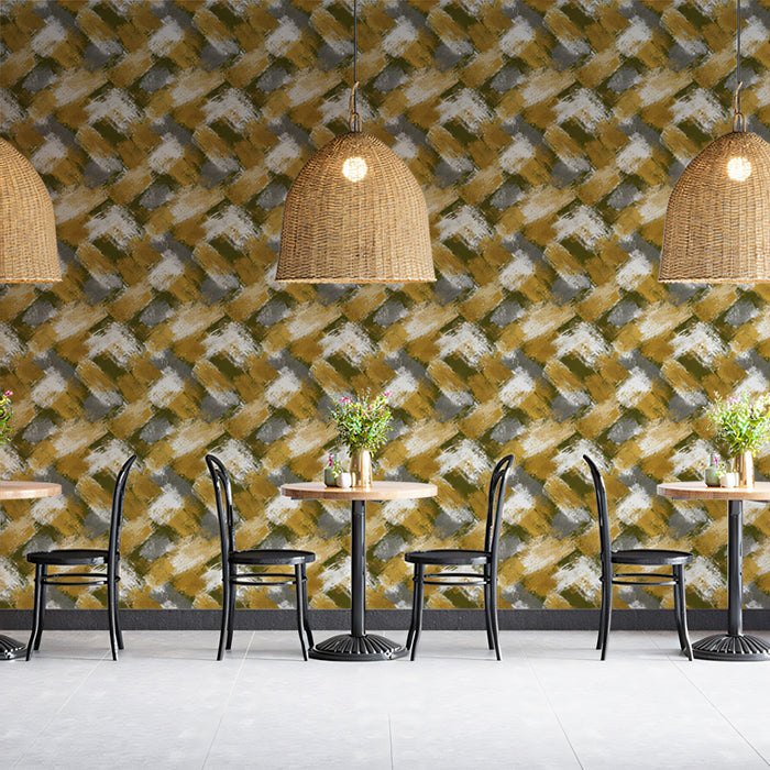Modern Geometric Mural Wallpaper | Abstract Brushstroke Pattern