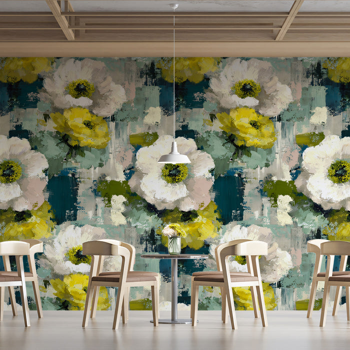 Abstract Floral Mural Wallpaper | Vibrant Painted Texture