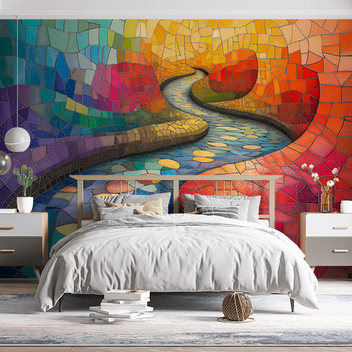 Abstract Wave Mural Wallpaper in Living Room | Various Colors (Blue, Green, Yellow, etc.) of Wave