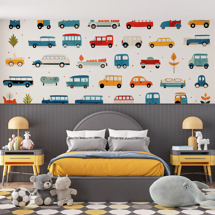 Doodle Car Collection Wallpaper | Hand-Drawn, Varied Shapes, Playful Vehicle Motif