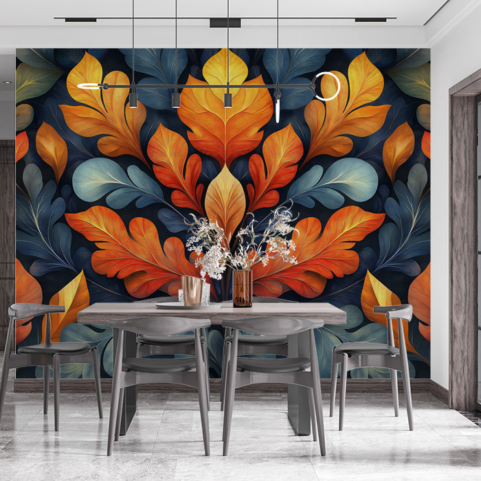 Giant Tulip Mural Wallpaper in Living Room | Various Colors (Orange, Green, etc.) of Tulip