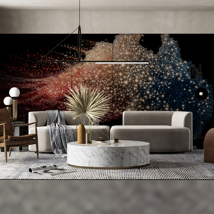 Australia Star Map Mural Wallpaper | Abstract Glitter, Dynamic Stars, Patriotic Red and Blue