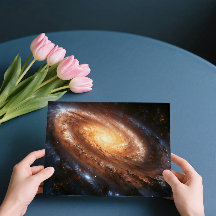 Close-Up Galactic Core Mural Wallpaper | Intense Orange Swirl, Dark Space Dust, High Resolution