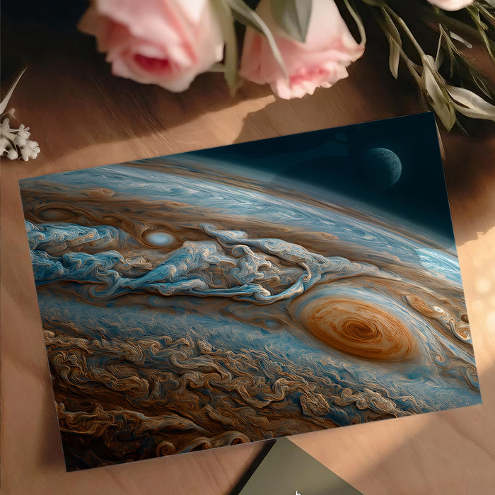 High-Resolution Gas Giant Storm Mural Wallpaper | Close-Up Texture, Great Red Spot Detail, Earth Tones