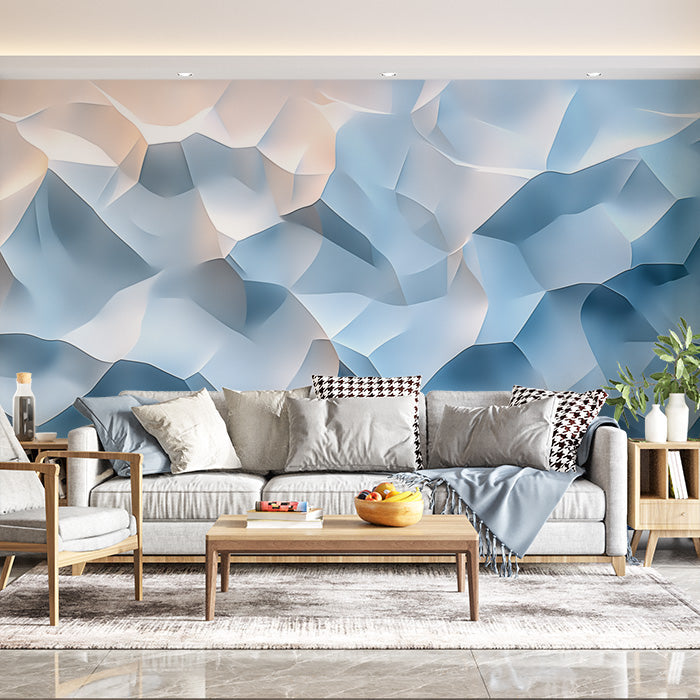 Geometric Mountain Mural Wallpaper in Bedroom | Various Colors (Blue, White, etc.) of Mountain