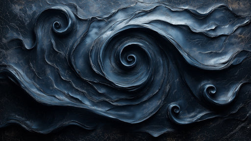 Dark Swirl Mural Wallpaper in Living Room | Dark Blue Dark Swirl
