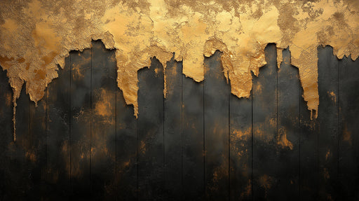 Gold and Black Mural Wallpaper in Bedroom | Gold and Black Wooden Board