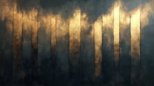 Gold and Black Mural Wallpaper in Bedroom | Gold and Black Wooden Board