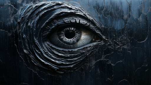 Giant Eye Mural Wallpaper in Living Room | Dark Blue and Black Eye