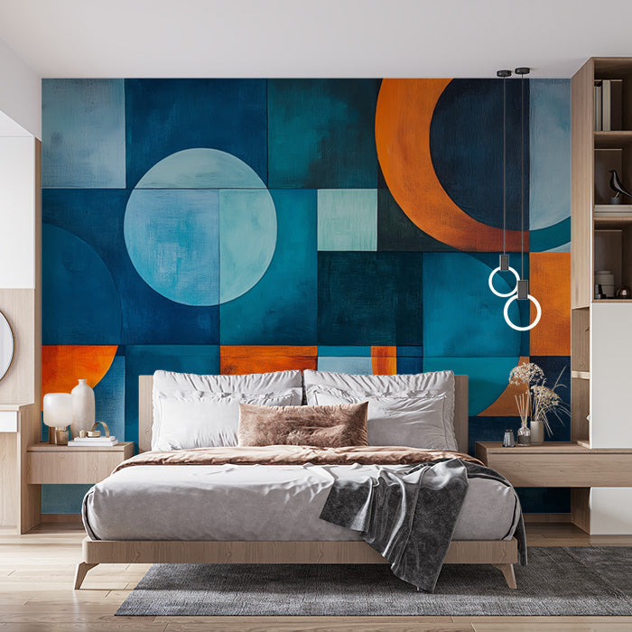 Geometric and Abstract Mural Wallpaper in Office | Various Colors (Blue, Orange, etc.) of Graphs