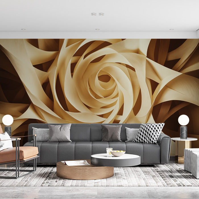 Wooden Abstract Mural Wallpaper in Office | Various Shades of Brown Patterns