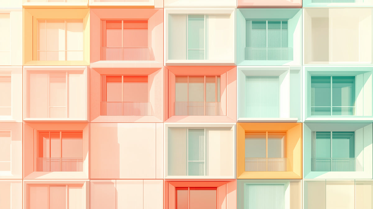 Colorful Building Facade Mural Wallpaper in Caf¨¦ Area | Various Colors (Orange, Green, etc.) of Building