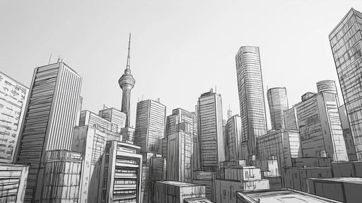 Black and White Toronto Cityscape Mural Wallpaper in Office | Black and White Toronto Cityscape