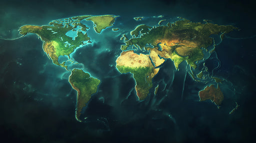 3D World Map Mural Wallpaper in Office | Various Colors (Blue, Orange, etc.) of World Map