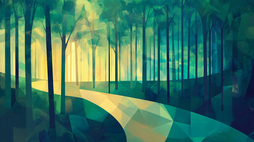 Abstract Green Forest Mural Wallpaper in Living Room | Green, Yellow Forest