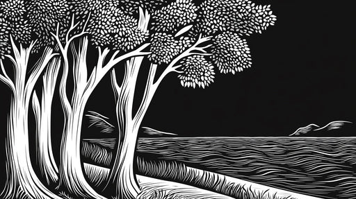 Black and White Tree Mural Wallpaper in Dining Room | Black, White Trees
