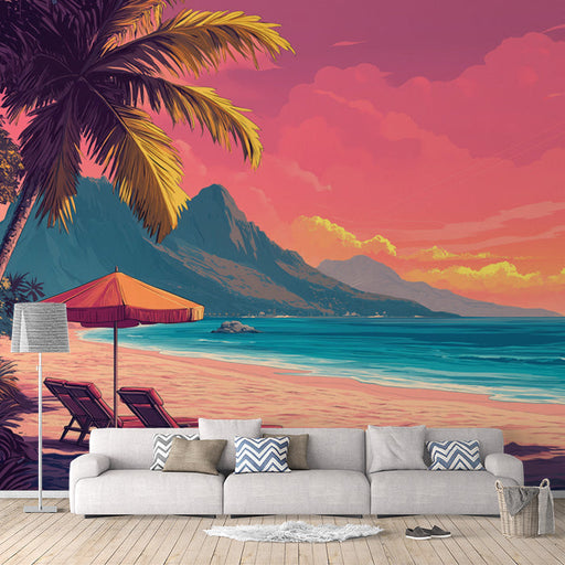 Beach and Palm Tree| Various Colors (Pink, Blue, etc.) of Beach and Palm