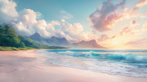 Beach and Waves Mural Wallpaper in Cafe | Various Colors (Blue, Green, etc.) of Beach and Waves